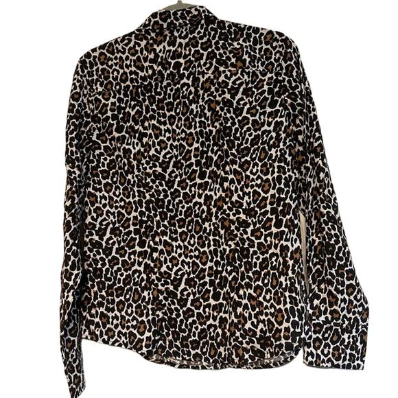 NWT J Crew Womens Button Shirt Leopard Print Linen Blend Slim Fit Size 12 - Picture 3 of 7